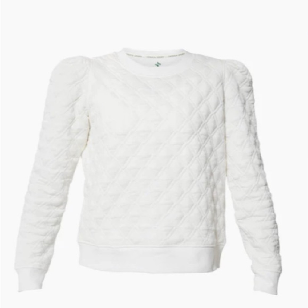 Tuckernuck Sport |  NEW W/tag White Puff Sleeve Quilted Crewneck Pullover Size L